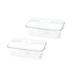 Pack de 2 Cajas de Almacenamiento Alta para Refrigerador con Drenaje 15 cm