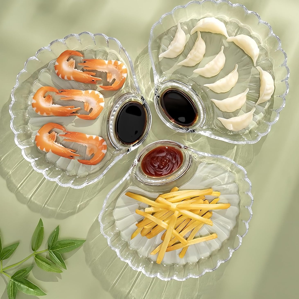 Set de 4 Platos de Vidrio de Concha Marina para Aperitivos - Imagen 2