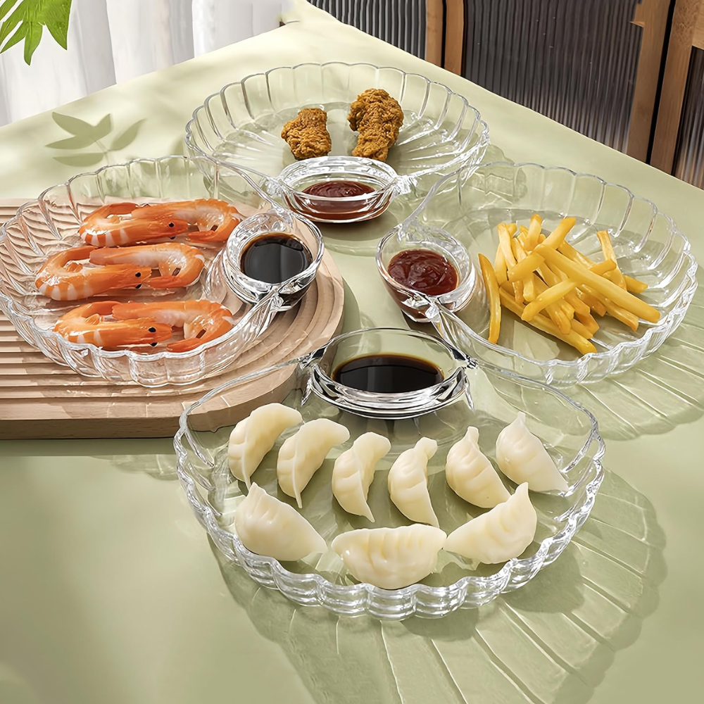 Set de 4 Platos de Vidrio de Concha Marina para Aperitivos - Imagen 3