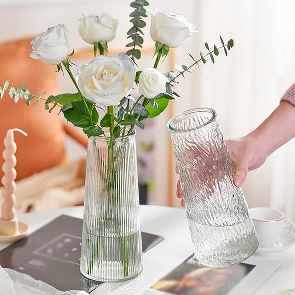 Juego de 2 Floreros Altos Diseño Labrado - Imagen 2