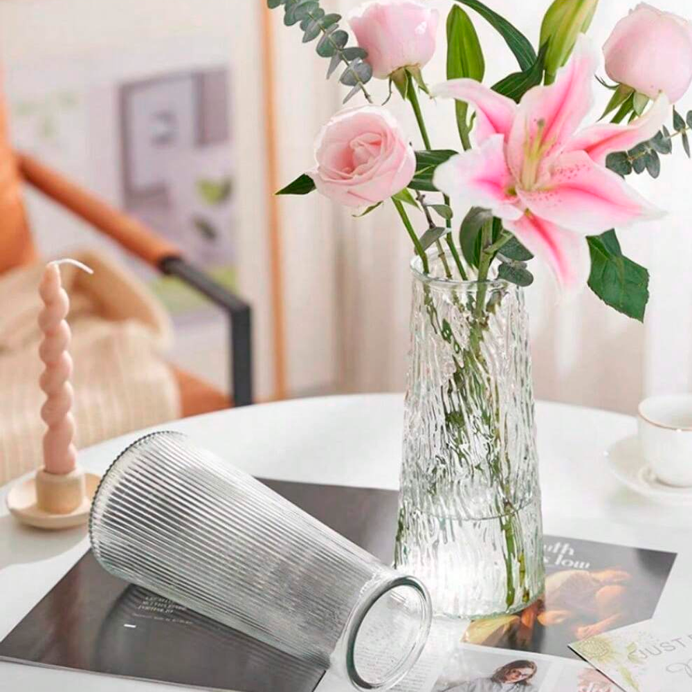 Juego de 2 Floreros Altos Diseño Labrado - Imagen 3