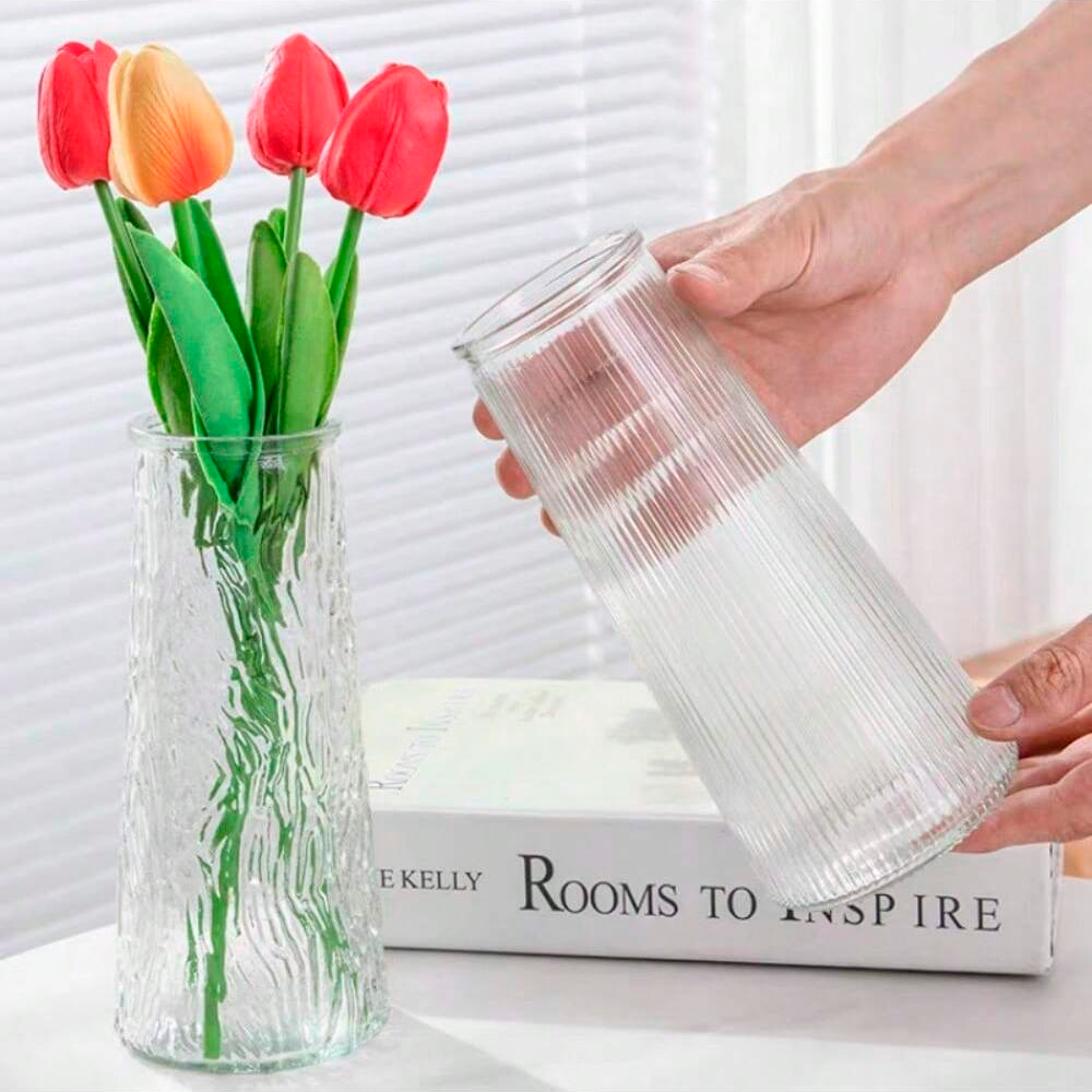 Juego de 2 Floreros Altos Diseño Labrado - Imagen 5