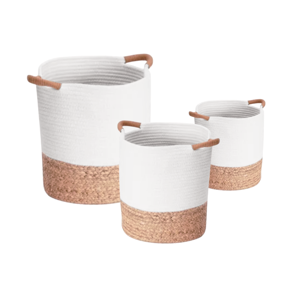 Juego de 3 Cestas para Almacenamiento de Cuerda Tejida con Asa - Imagen 6
