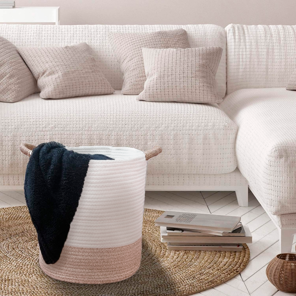 Juego de 3 Cestas para Almacenamiento de Cuerda Tejida con Asa - Imagen 2