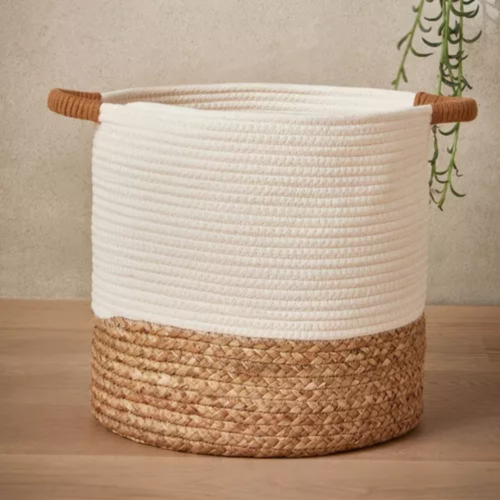 Juego de 3 Cestas para Almacenamiento de Cuerda Tejida con Asa - Imagen 5