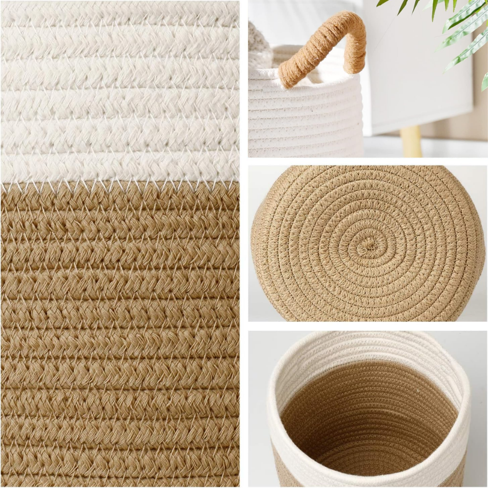 Juego de 3 Cestas para Almacenamiento de Cuerda Tejida con Asa - Imagen 3