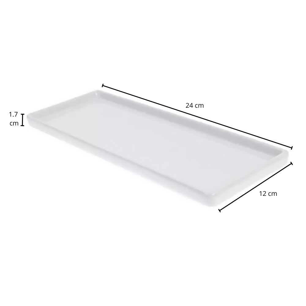 Plato Rectangular de Cerámica Blanco de 24cm - Imagen 6