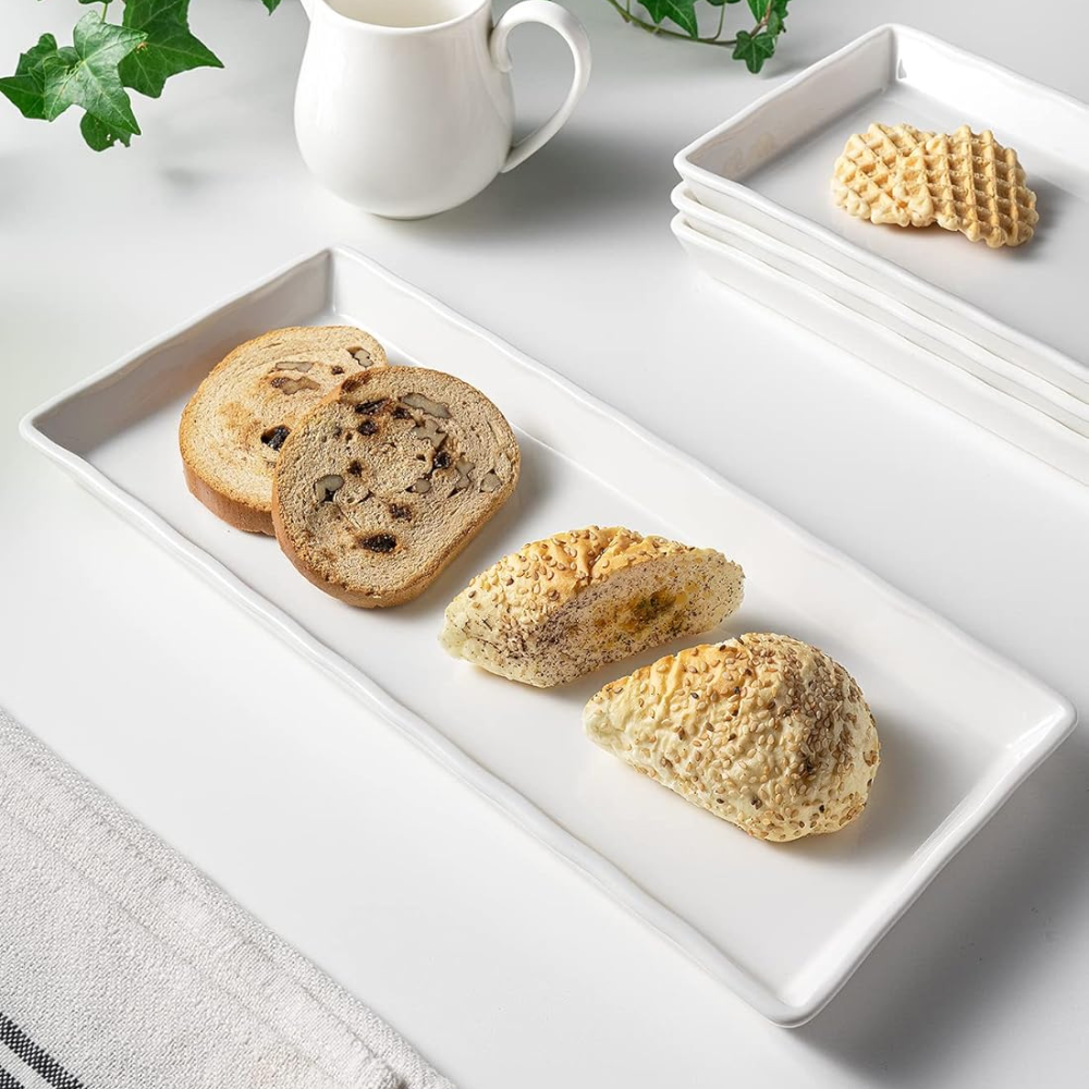 Plato Rectangular de Cerámica Blanco de 24cm - Imagen 2
