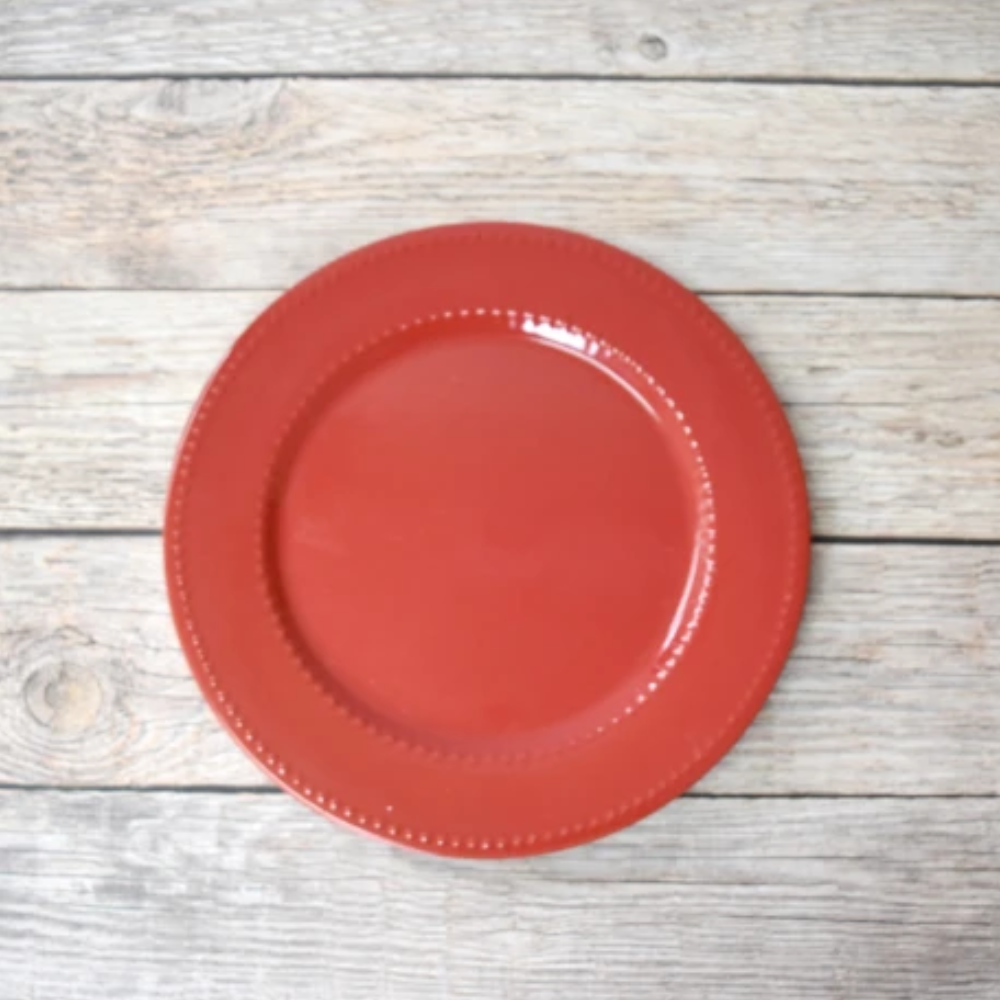 Set de 4 Platos Cerámicos Rojos con Borde Relieve 27 cm - Imagen 3