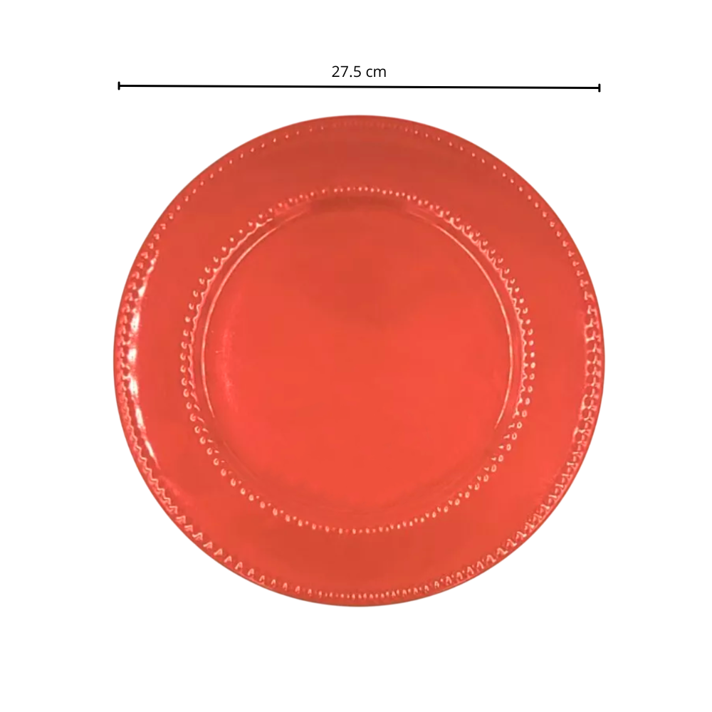 Set de 4 Platos Cerámicos Rojos con Borde Relieve 27 cm - Imagen 6