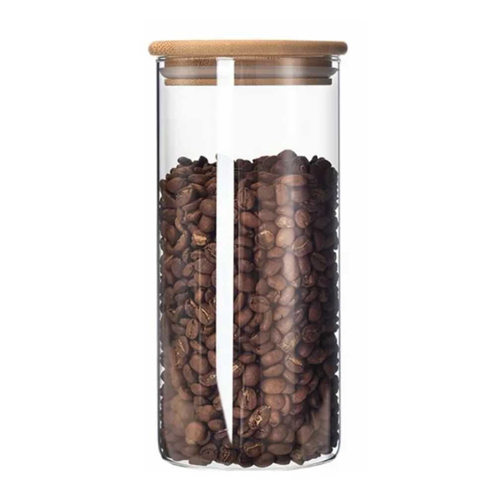 Frasco de Vidrio Borosilicato con Tapa de Bambú 950 ml