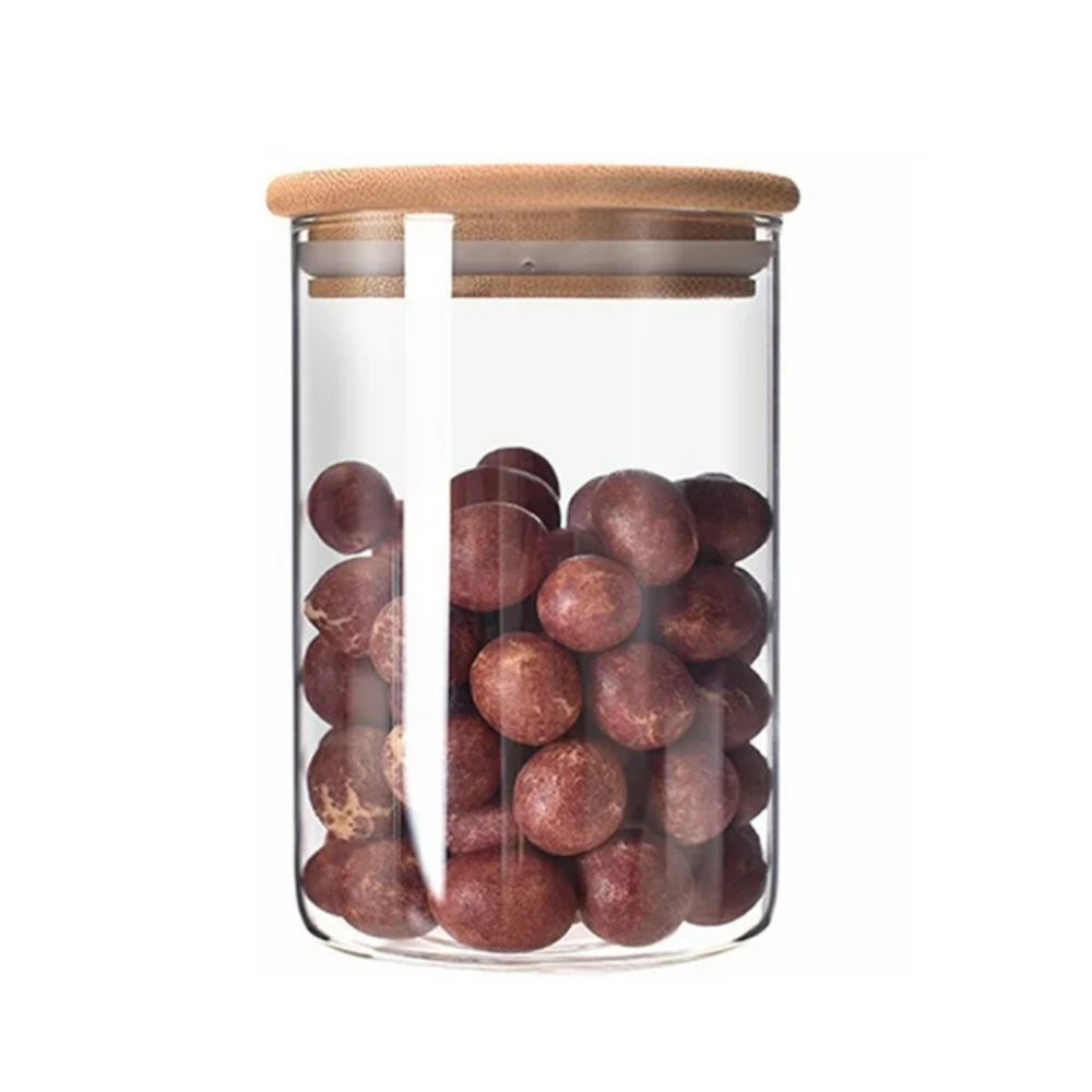 Frasco de Vidrio Borosilicato con Tapa de Bambú 550 ml