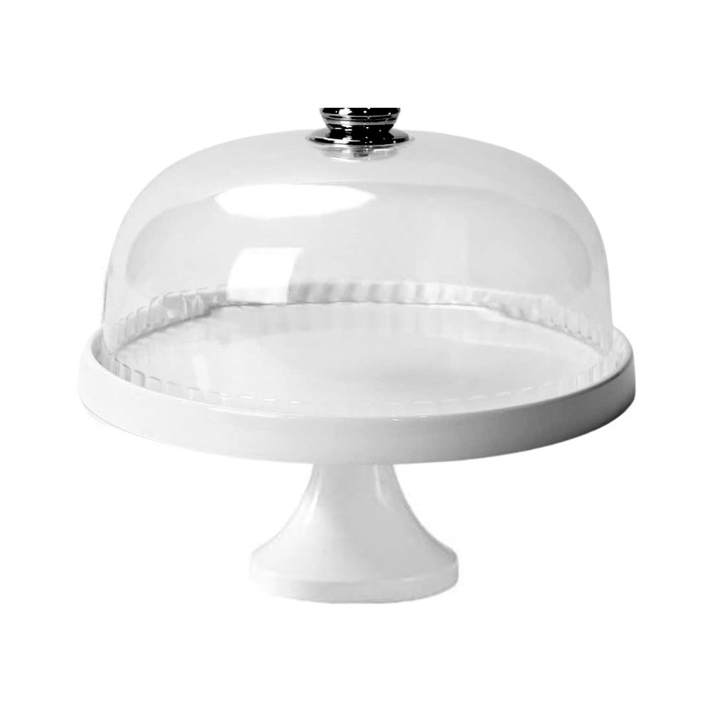 Pedestal para Torta de Cerámica con Tapa de Acrílico