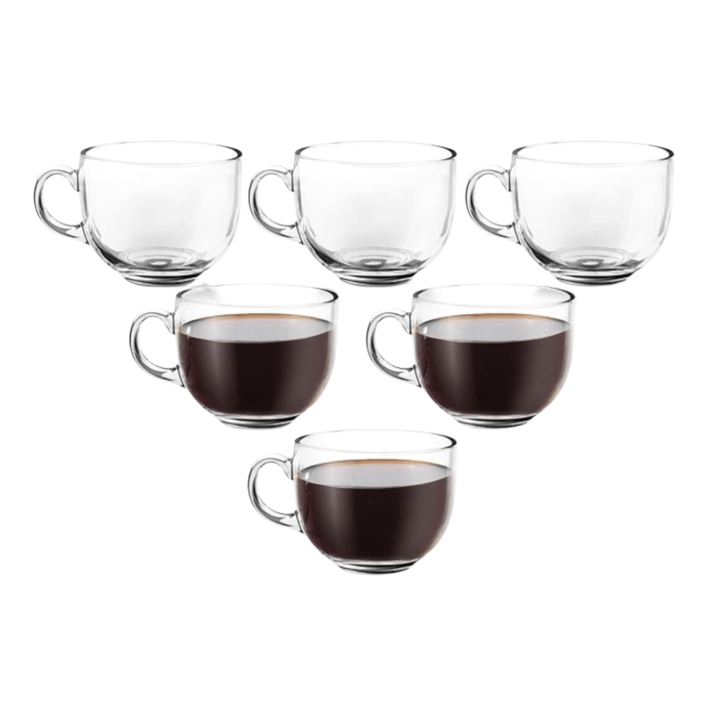 Juego de 6 Tazas de Vidrio Transparente 340 ml