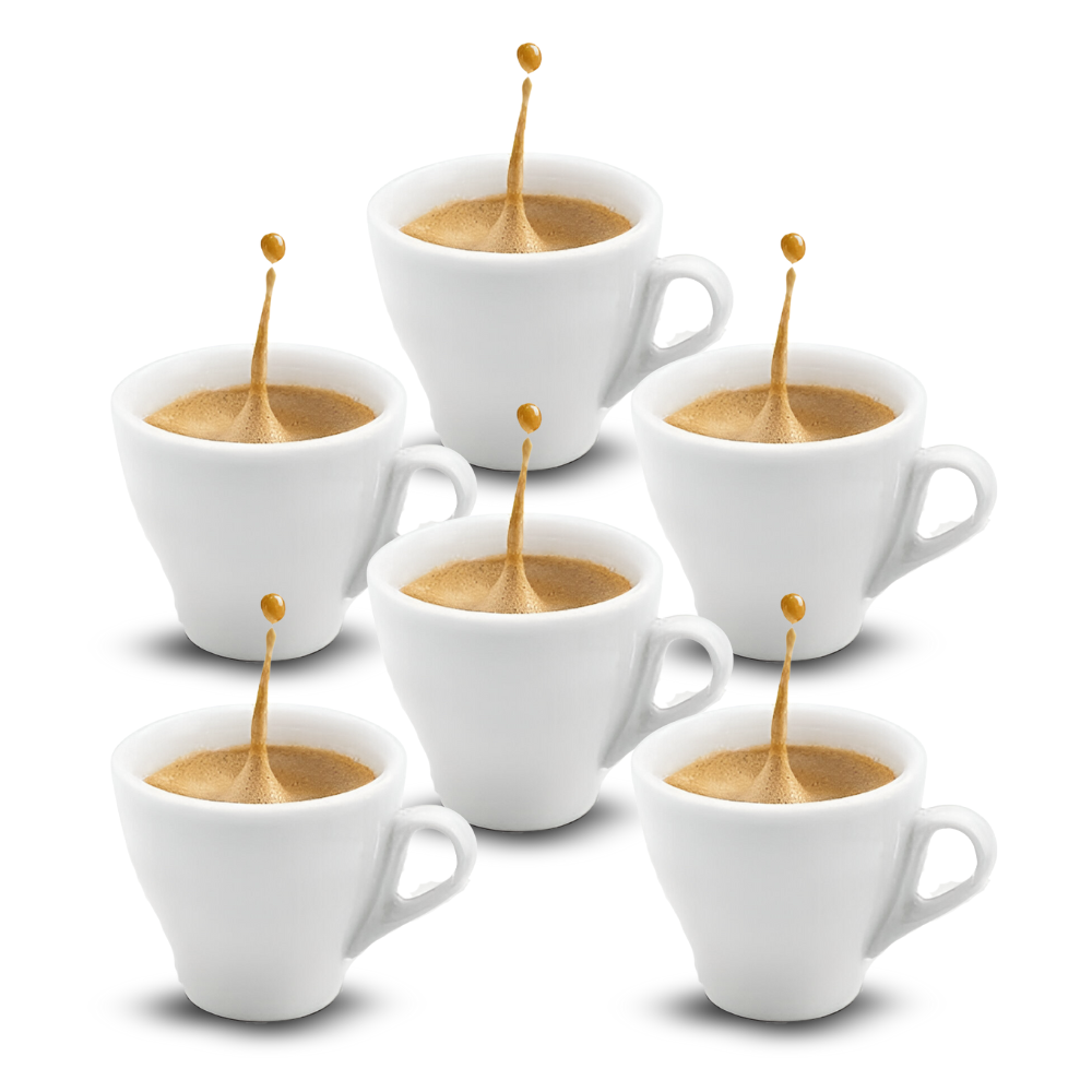 Set de 6 Tazas de Cerámica Blanca Acabado Brillante
