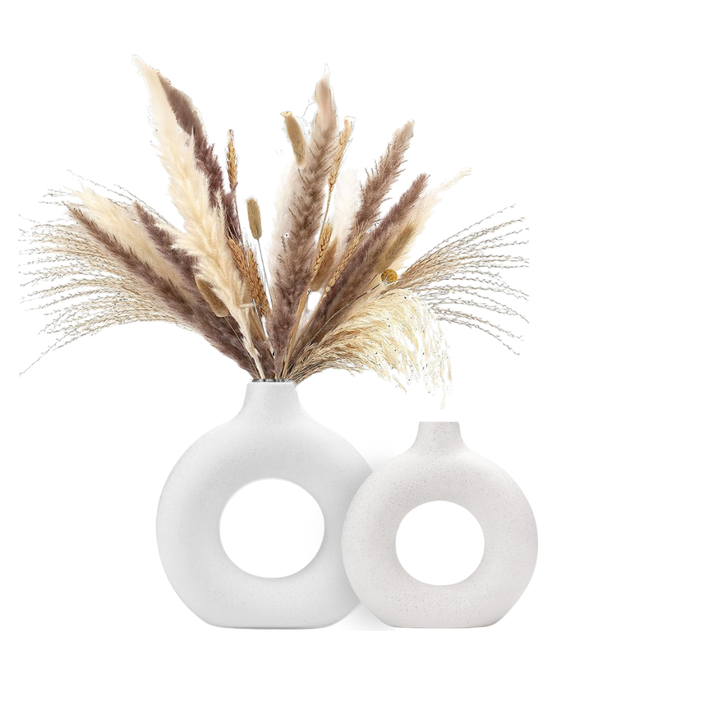 Set de 2 Floreros Decorativos de Cerámica Diseño Circular