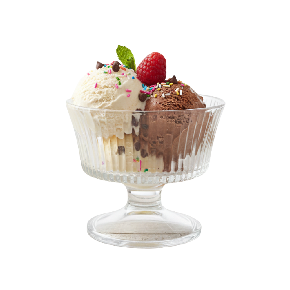 Set de 6 Copas de Vidrio para Postre Helado Labrado